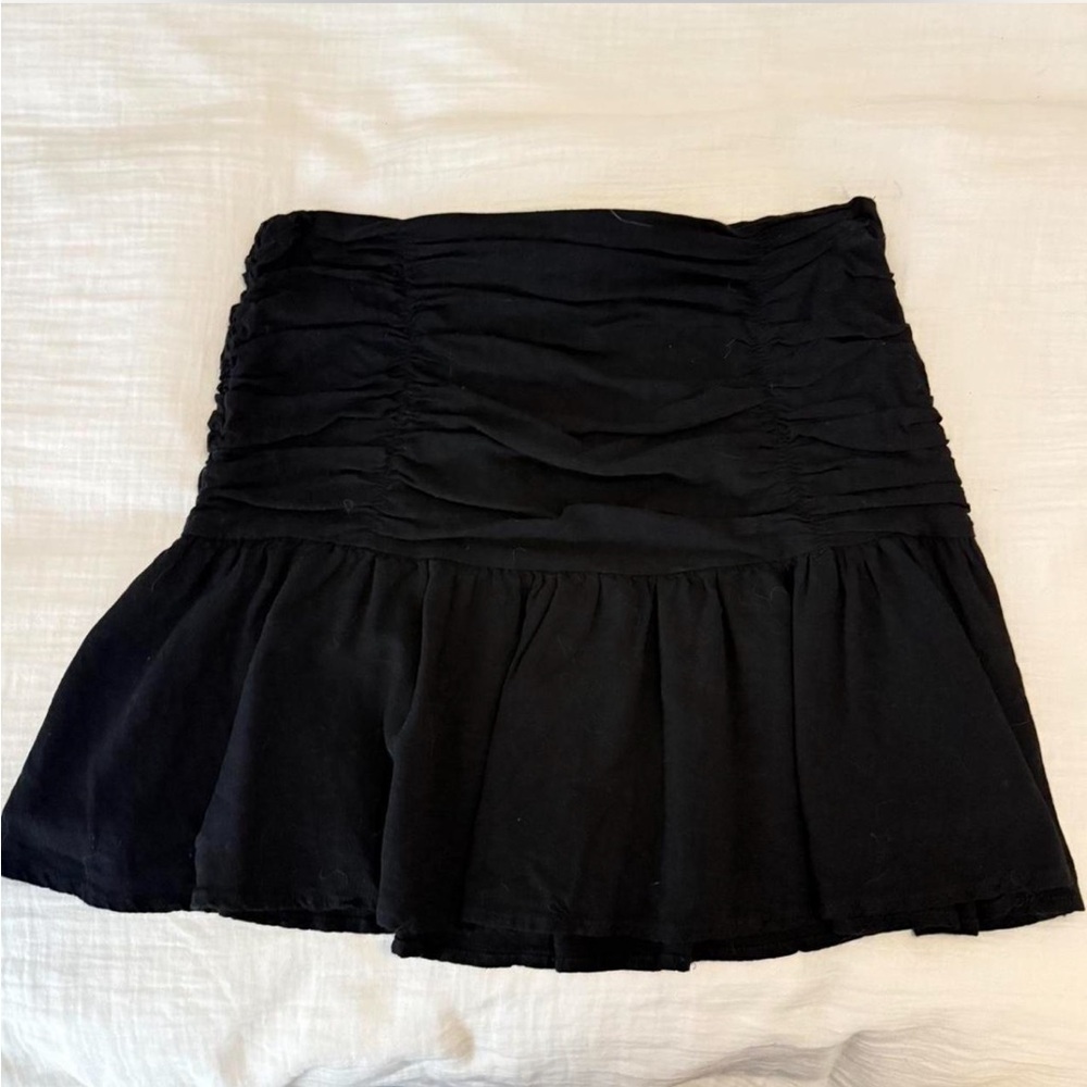 Lioness ruched black mini skirt